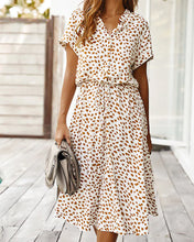 Load image into Gallery viewer, Beige Dots Print Midi Dress
