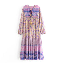 Load image into Gallery viewer, Boho Floral Print Long Sleeve Loose Maxi Dress