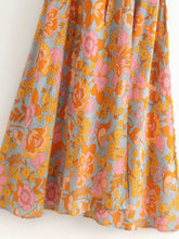 Load image into Gallery viewer, Vintage Boho Orange Floral Print Maxi Wrap Dress