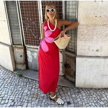 Load image into Gallery viewer, Red Floral Cut Out Midi Dress