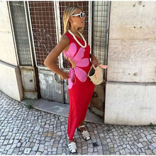 Load image into Gallery viewer, Red Floral Cut Out Midi Dress