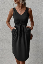 Load image into Gallery viewer, Essential V-neck Sleeveless Pockets Midi Dress