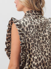 Load image into Gallery viewer, Distressed Ruffled Sleeves Denim Vest Button Down Frayed Hem Jean Jacket