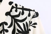 Load image into Gallery viewer, White Print Long Sleeve Button Down Midi Dress