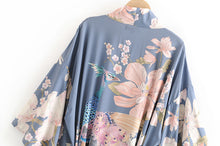 Load image into Gallery viewer, Boho Floral Peacock Print Kimono Long Robe Cover Ups