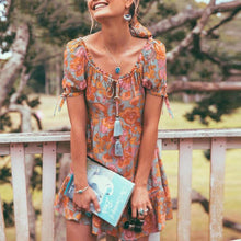 Load image into Gallery viewer, Short Sleeve Floral Print Mini Dress