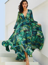 Load image into Gallery viewer, Fashion Floral V-neck Long Sleeve Maxi Dress