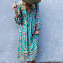 Load image into Gallery viewer, Boho Long Sleeves Floral Loose Midi Dress