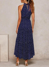 Load image into Gallery viewer, Blue Polka Dots Sleeveless Midi Dress