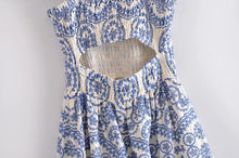 Load image into Gallery viewer, Blue Embroidery Hollow Out Midi Dress