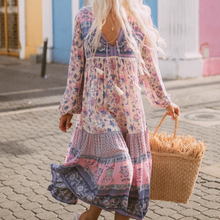Load image into Gallery viewer, Boho Floral Print Long Sleeve Loose Maxi Dress
