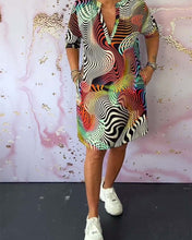 Load image into Gallery viewer, Printed Short Sleeve Mini Dress
