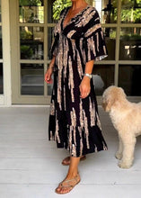 Load image into Gallery viewer, Boho Bell Sleeve Print Maxi Dress
