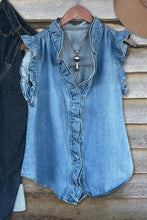 Load image into Gallery viewer, Casual Ruffle Denim Top
