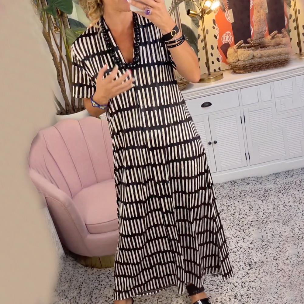 Boho V-neck Short Sleeve Maxi Dress