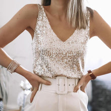 Load image into Gallery viewer, Classic V-Neck Sequined Tank Top
