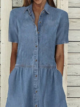 Load image into Gallery viewer, Casual Loose Summer Midi  Denim Dress
