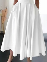 Load image into Gallery viewer, White A-line Pleated Midi Dress
