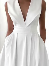 Load image into Gallery viewer, White A-line Pleated Midi Dress
