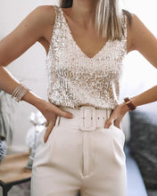Load image into Gallery viewer, Classic V-Neck Sequined Tank Top
