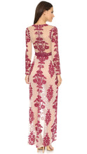 Load image into Gallery viewer, Embroidery Lace Sheer Long Sleeve Deep V Neck Boho Bohemian Beach Dress Gown
