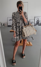 Load image into Gallery viewer, Black Printed Tunic Mini Dress

