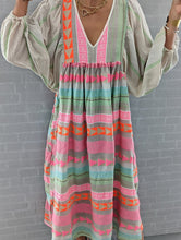 Load image into Gallery viewer, Pink Striped Print Midi Dress
