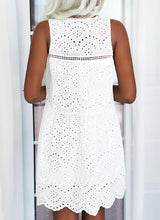 Load image into Gallery viewer, White Sleeveless Hollow Out Mini Dress
