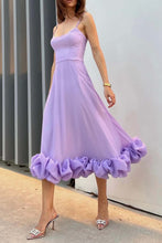 Load image into Gallery viewer, Straps  Sleeveless A-line Shirring Hem Party Midi Dress

