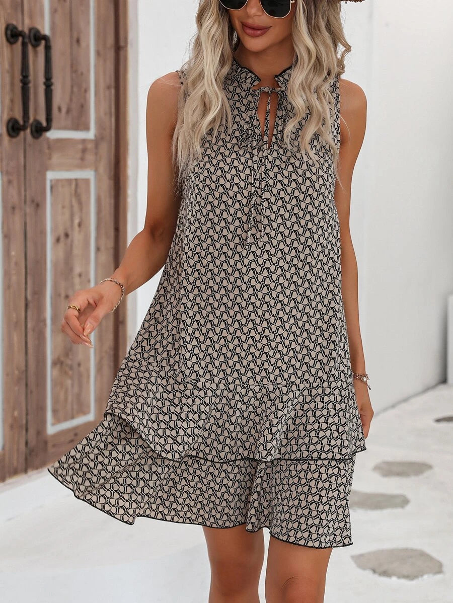 Print Sleeveless Mini Dress