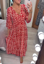 Load image into Gallery viewer, V-neck Smocked Waist Print Maxi Dress
