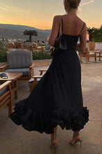 Load image into Gallery viewer, Straps  Sleeveless A-line Shirring Hem Party Midi Dress
