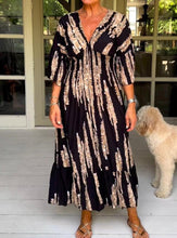 Load image into Gallery viewer, Boho Bell Sleeve Print Maxi Dress
