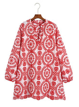 Load image into Gallery viewer, Long Sleeve Embroidered Hollow Out Mini Dress
