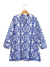 Load image into Gallery viewer, Long Sleeve Embroidered Hollow Out Mini Dress

