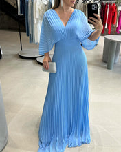Load image into Gallery viewer, V-neck Pleated Empired Maxi Dress
