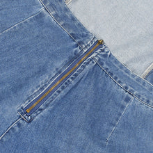 Load image into Gallery viewer, Blue Ruffled Lace-up Denim Jumpsuit
