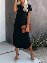 Load image into Gallery viewer, Black Simple Shift Midi Dress
