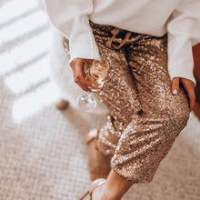 Load image into Gallery viewer, Gold Sequins Party Pants

