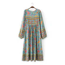 Load image into Gallery viewer, Boho Long Sleeves Floral Loose Midi Dress
