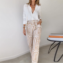 Load image into Gallery viewer, LAPEL LONG-SLEEVED SHIRT PRINTED TROUSERS TWO-PIECE SET WITHOUT BELT
