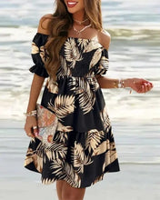 Load image into Gallery viewer, Sleeve Bohemian Printed Off Shoulder Mini Summer Dress
