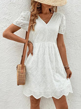 Load image into Gallery viewer, White V-Neck Lace Mini Dress
