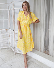 Load image into Gallery viewer, Beige Dots Print Midi Dress
