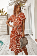 Load image into Gallery viewer, Beige Dots Print Midi Dress
