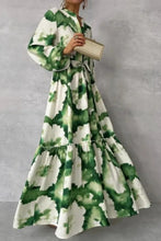 Load image into Gallery viewer, Printed Long Sleeve Ruffled Maxi Dress
