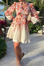 Load image into Gallery viewer, Elegant Floral Long Sleeve Mini Dress
