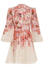 Load image into Gallery viewer, Elegant Floral Long Sleeve Mini Dress
