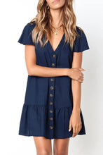 Load image into Gallery viewer, V-neck Button Down Ruffle Mini Dress
