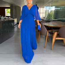 Load image into Gallery viewer, V-neck Pleated Empired Maxi Dress
